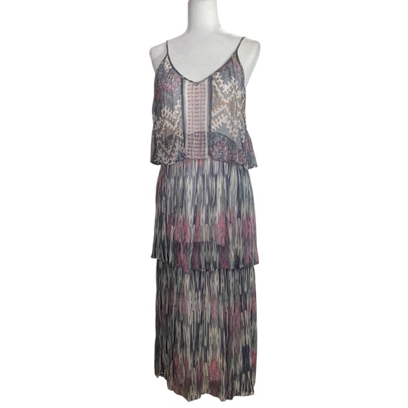 Anthropologie Meadow Rue Josie Tiered Metallic Dress - Picture 3 of 10